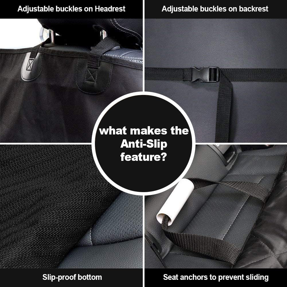 Heavy-Duty Waterproof Dog Seat Cover for Cars, Trucks, and SUVs - 600D Durable Nonslip Hammock Style - Black - 2 Pack
