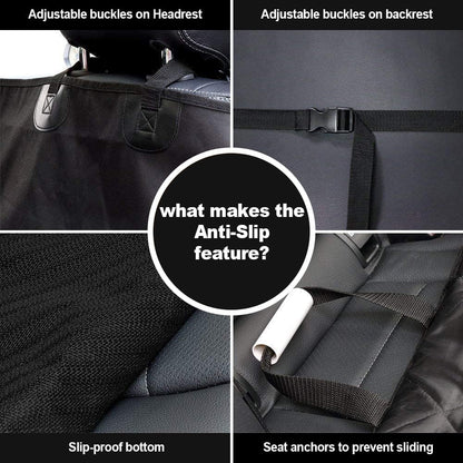 Heavy-Duty Waterproof Dog Seat Cover for Cars, Trucks, and SUVs - 600D Durable Nonslip Hammock Style - Black - 2 Pack