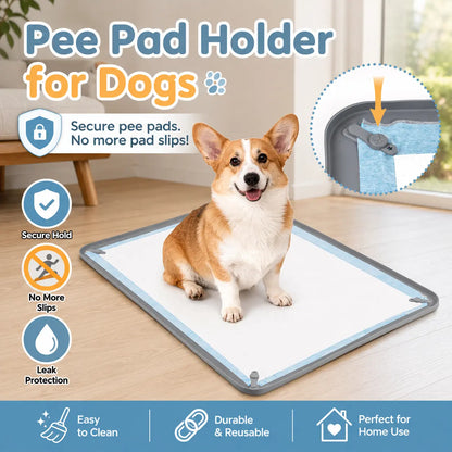 Dog Pee Pad Holder with Non-Slip Silicone, Magnetic Clips, and Leak-Proof Raised Edge for Indoor Floor Protection and Puppy Training Essentials